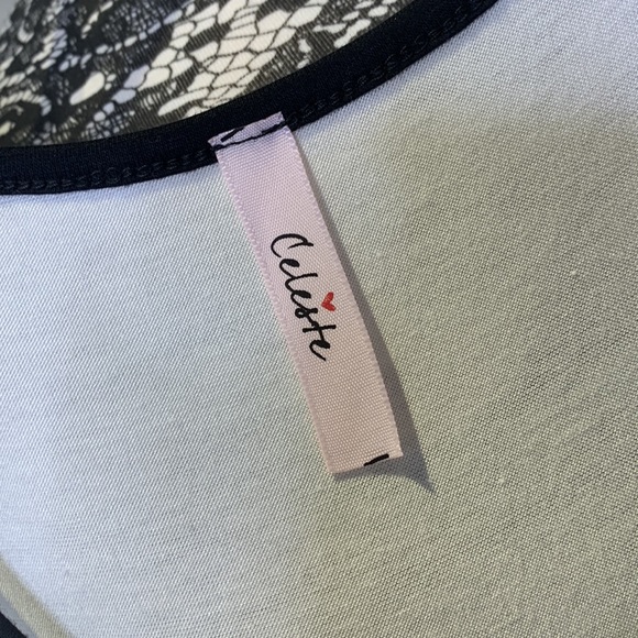 EUC Celeste Black/White Cold Shoulder Top, X-Large - Picture 2 of 6